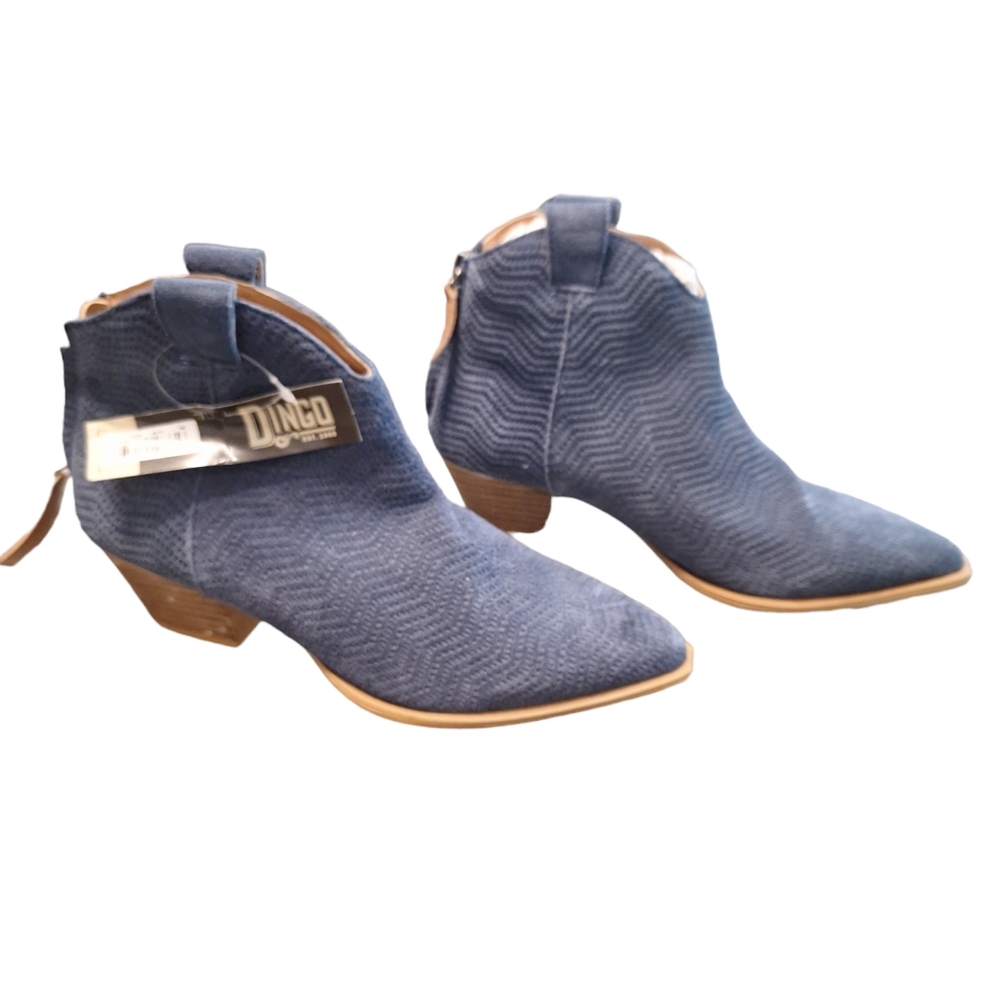 Dingo Kuster Pointed Toe Casual Boots AnklevMid Heel 2-3" - Blue Size 7M